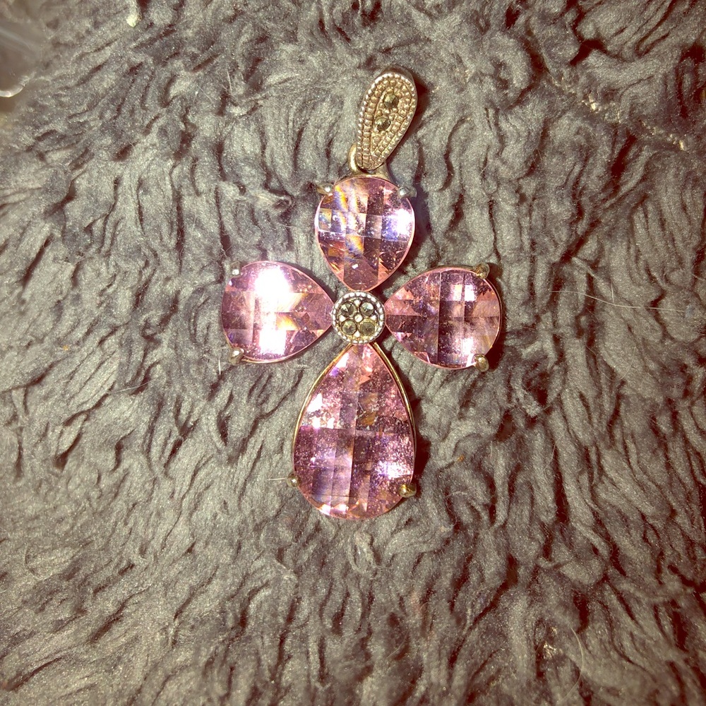 Pink sapphire and Marcasite Pendant
